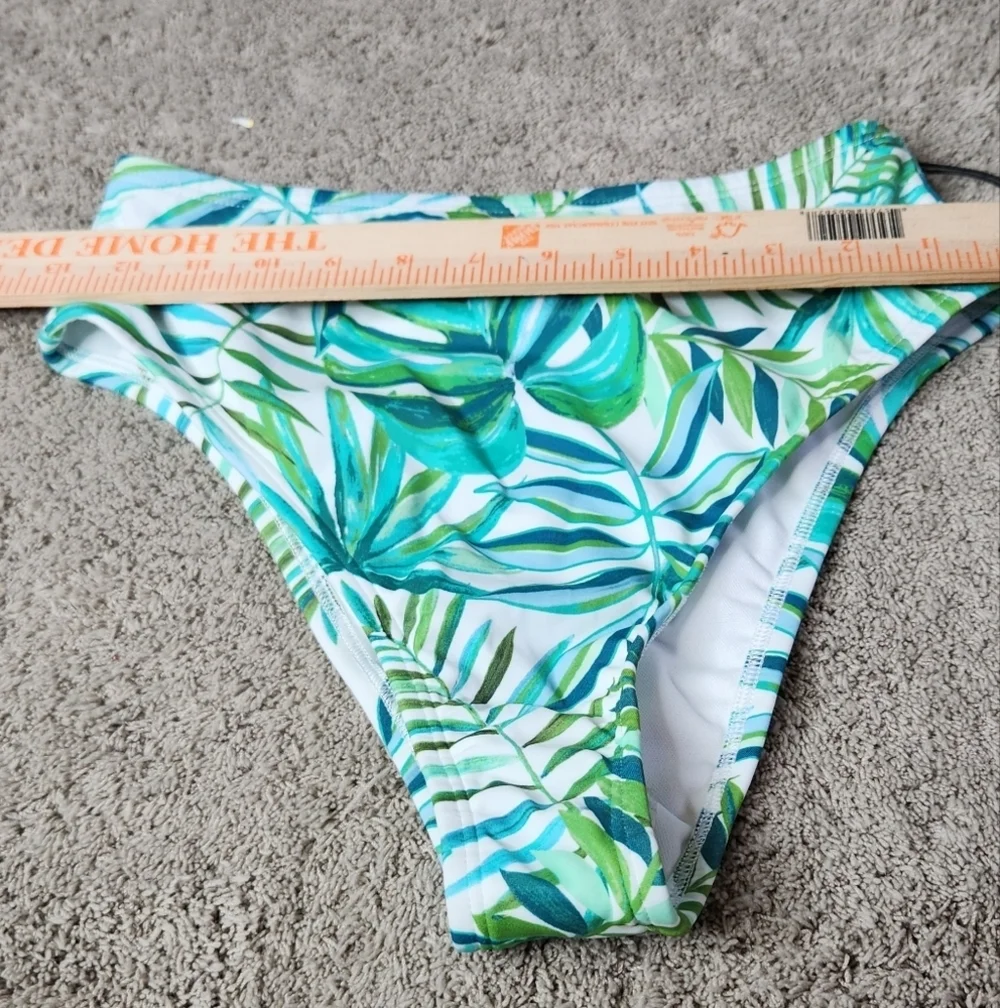 Women's High Waist High Leg Extra Cheeky Bikini Bottom  Shade & Shore Green Leaf